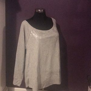Torrid size 2 grey and silver off shoulder sweater